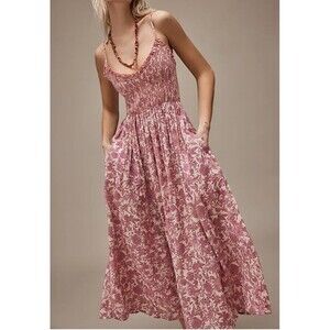 Free People “sweet nothings” Pink Floral cotton Maxi Dress